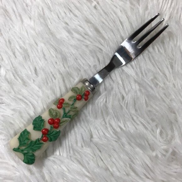 NWOT Vintage Pfaltzgraff Winterberry Christmas 2000 Hors d'oeuvre Tray with Fork - Picture 4 of 13